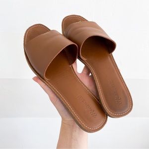 Madewell The Boardwalk Post Slide Sandal in Leather